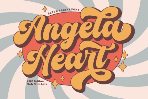 Angela Heart: Groovy Retro Script Font for Vibrant Designs